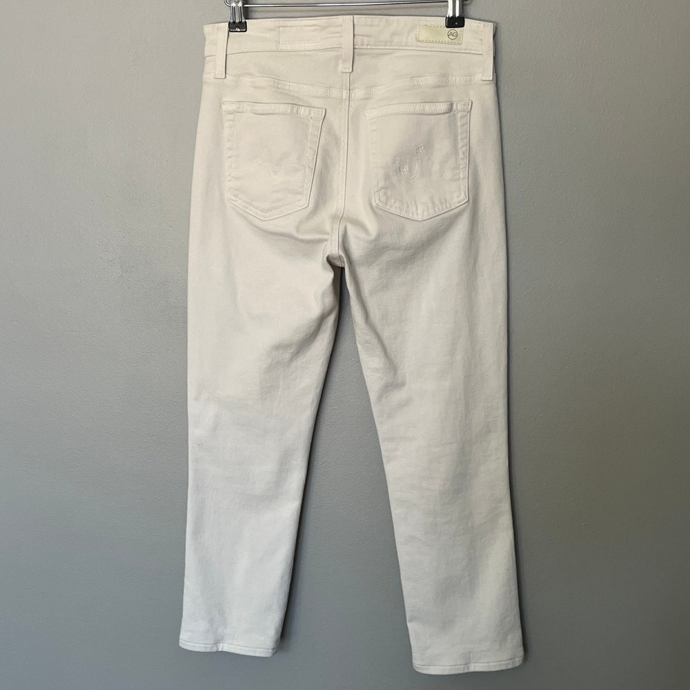 AG Adriano Goldschmied Mari Crop High Rise Slim Straight Jeans Cream White 27 - Picture 4 of 12